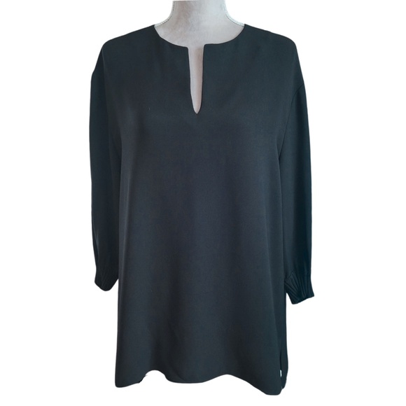 Lafayette 148 Silk Tunic Top G Black Blouse Office Workwear Fall Winter Casual - Picture 1 of 9